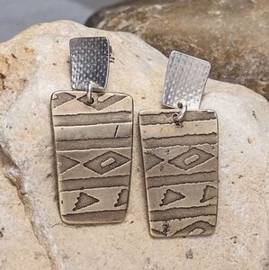 Vintage Sterling Silver Southwestern Artisan Dangle Earrings